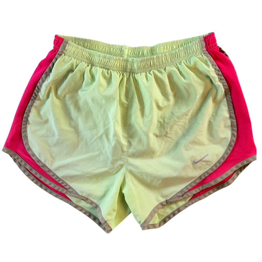 Nike Dri-FIT Tempo‎ Running Shorts Womens XS Lime Green Pink Athletic Workout